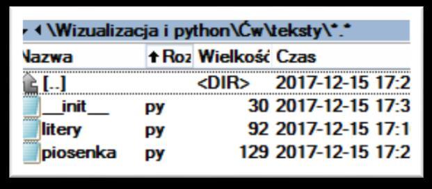 Tworzenie swojego pakietu Pakiet składa się z kilku modułów i najczęściej zapisywany w określonym folderze, gdzie nazwa folderu oznacza nazwę pakietu.