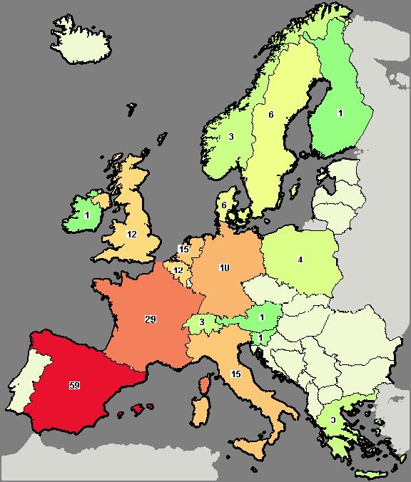Na Rycinie 3A przedstawiono mapę świata, natomiast na Rycinie 3B mapę Europy