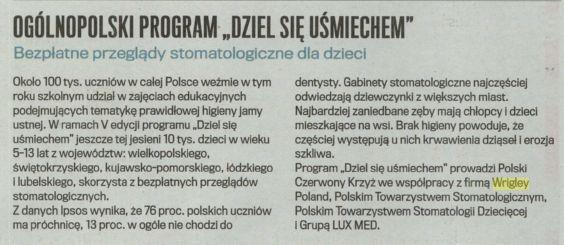 Medium: Prasa Tytuł: Gazeta Wyborcza, dodatek Tylko Zdrowie Data: 29