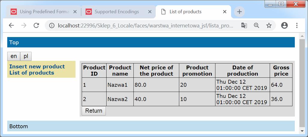 Przykład2 Domyślny pl przy obsłudze żądania Lista produktow Ustawiony en