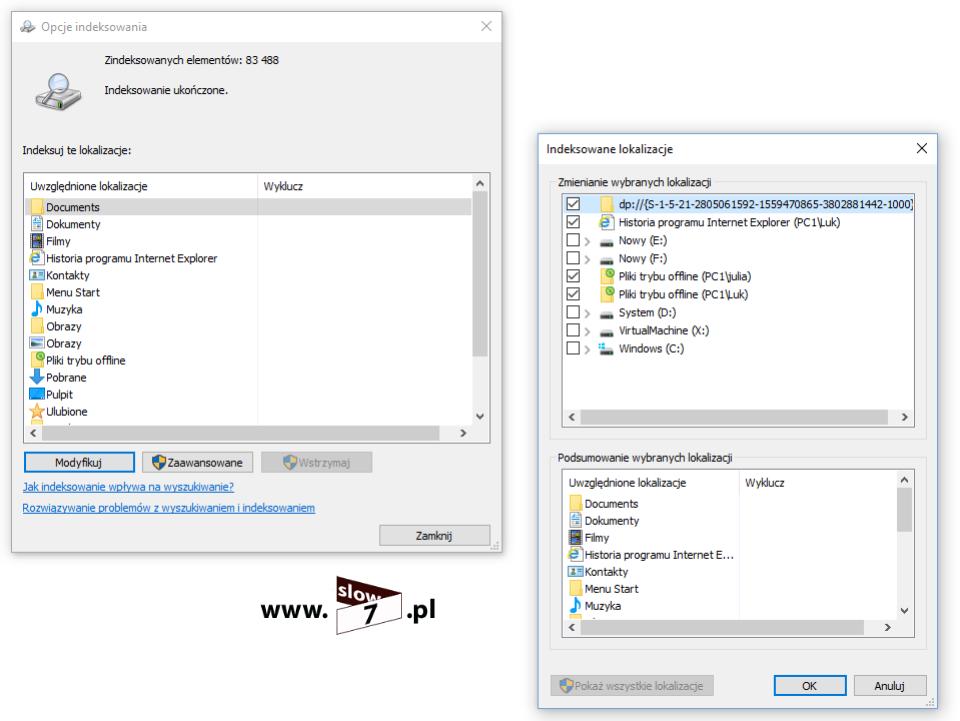 4 (Pobrane z slow7.pl) Po wyborze przycisku Zaawansowane uzyskamy dostęp do opcji indeksowania.