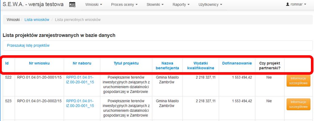 danych. Aplikacja w celu usprawnienia nawigacji po poszczególnych widokach informuje użytkownika o bieżącej lokalizacji wyświetlając w górnej części widoku ścieżkę dostępu. 4.