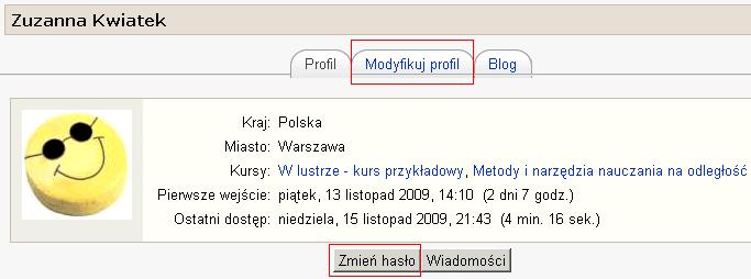 Wpisz swoją nazwę użytkownika w Moodle albo zarejestrowany adres e-mail w odpowiednie pole. Nie ma konieczności wprowadzania obu danych.