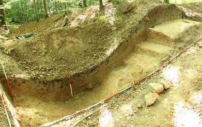 443 do 30 cm. Górną partię południowego stoku fosy umacniały dość ściśle ułożone mniejsze i większe kamienie (spąg tworzyły kamienie 66 o średnicy 10-25 cm).