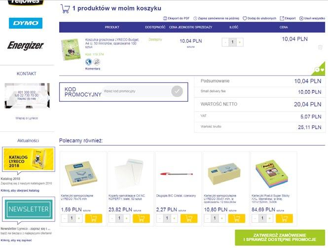 ZAMAWIANIE: KOSZYK Dzięki opcji "Drukuj możesz zapisać zawartość twojego koszyka do pliku PDF Możesz zapisać zawartość koszyka/zamówienie do wykorzystania w przyszłości Możesz usunąć wybrany artykuł