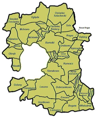 Rysunek 2. Schematyczna mapa sołectw Gminy Przasnysz. Źródło: Urząd Gminy Przasnysz. Gminę wyróżnia typowy dla tej części Mazowsza charakter rolniczy.