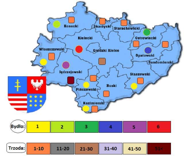 Potencjał biogazu rolniczego Rozmieszczenie dużych gospodarstw