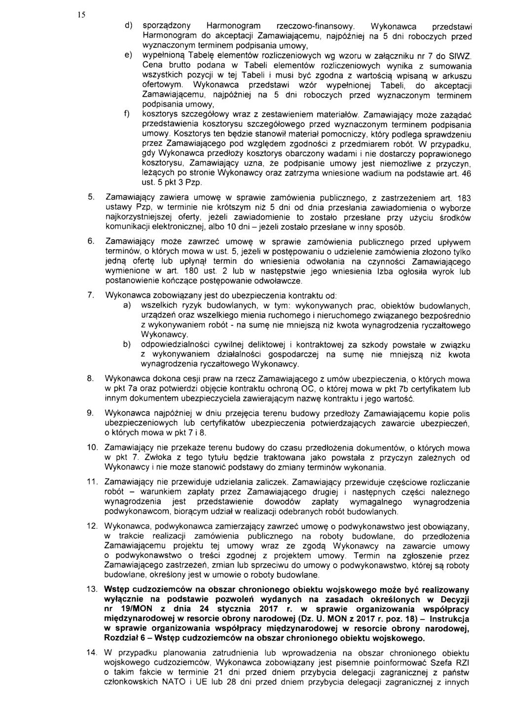 15 d) sporzadzony Harmonogram rzeczowo-finansowy.