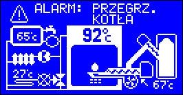 UWAGA! Alarm ten można skasować tylko po usunięciu awarii w torze pomiarowym czujnika podajnika. Uszkodzenie czujnika temperatury palnika.