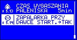 5.7 Ilość prób rozpalania paliwa parametr ten określa, po ilu kolejnych nieudanych próbach rozpalania regulator wywoła alarm braku opału i przełączy się w tryb STOP.
