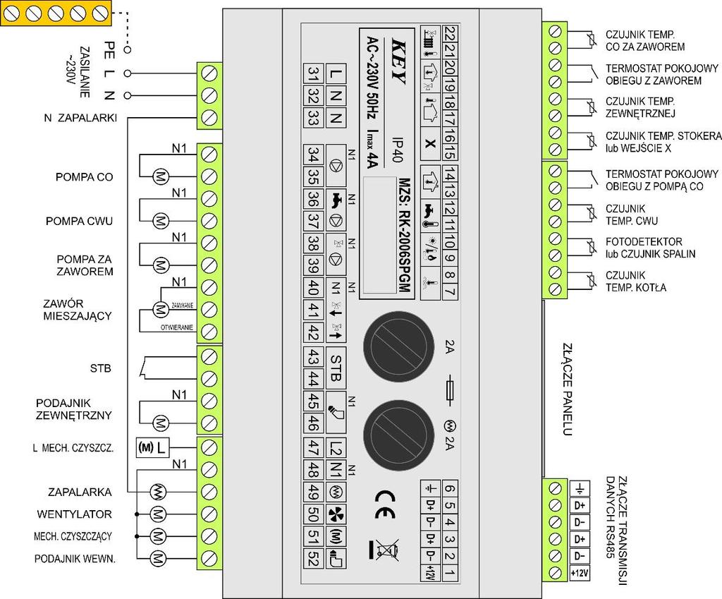 Schemat podłączenia regulatora RK 2006SPGM