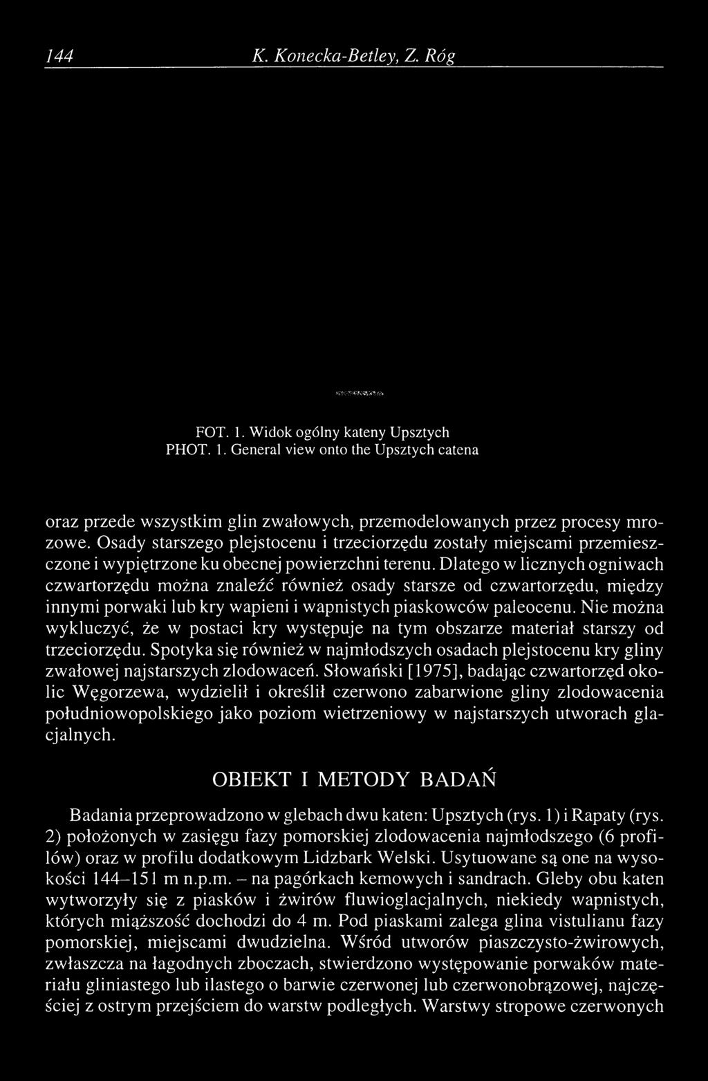 Słowański [1975], badając czwartorzęd okolic W ęgorzewa, wydzielił i określił czerwono zabarwione gliny zlodowacenia południowopolskiego jako poziom wietrzeniowy w najstarszych utworach glacjalnych.