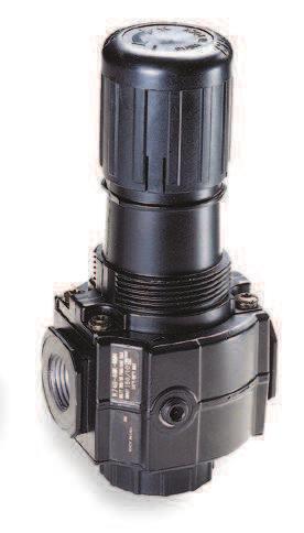 Pokrętło reduktora wyposażone w zatrzaskową blokadę nastawy C B A 20 bar Przyłącze manometru: Rc1/8 R72G: -34 C +6 C R73G i R74G: -34 C +80 C Zakres ciśnienia: 0,3 10 bar (Pokrętło) Uwaga: ciśnienie