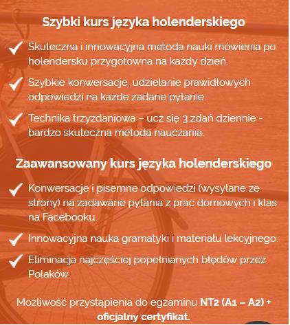 Internetowy kurs języka holenderskiego składa się z 2