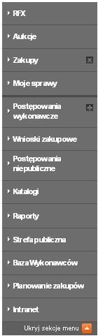 przeniesienie sekcji do grupy dodatkowej podział na sekcje główne i dodatkowe przywrócenie sekcji do grupy głównej ukrycie sekcji dodatkowej Rysunek 6 Interaktywność menu użytkownika W celu