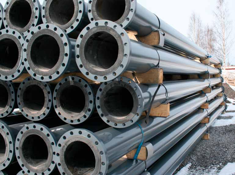 System rur szlamowych System rur szlamowych firmy Metso bazuje na wężach z kołnierzem obrotowym, gumowych kolanach z kołnierzem obrotowym i rurach stalowych wyłożonych gumą.