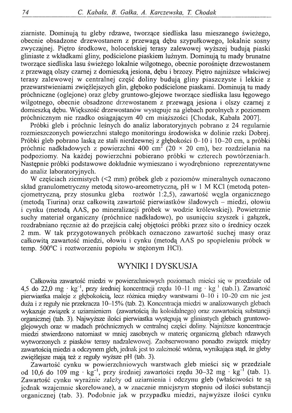 74 С. Kabała, В. Gałka, A. Karczewska, T. Chodak ziarniste.