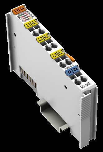 MODUŁ POMIARU MOCY 3-FAZOWEJ DLA WAGO-I/O-SYSTEM 750 Specjalista od wysokich prądów Nowy moduł pomiaru mocy 3-fazowej służy do odczytywania i przetwarzania wszystkich istotnych wielkości pomiarowych