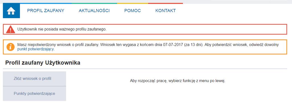 Pojawią się następujące komunikaty