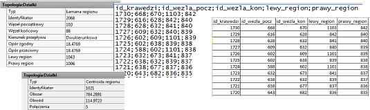 Rys. 1. Wybrane dane Ÿród³owe oraz wizualizacja utworzonych danych topologicznych dzia³ek ewidencyjnych Rys.