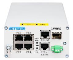 Światłowodowy multiplekser 1x E1 G.703 2048kbit/s z 4 portowym przełącznikiem 100 Mb/s Ethernet Połączenie sieci LAN Ethernet 10/100 Mbit/s + 1x E1 2048kbit/s G.