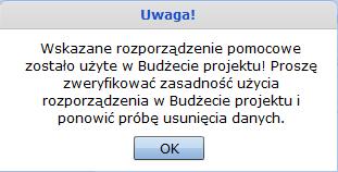 W celu usunięcia z projektu dodanego wcześniej rozporządzenia należy je w pierwszej kolejności zaznaczyć, a następnie usunąć przyciskiem Usuń.