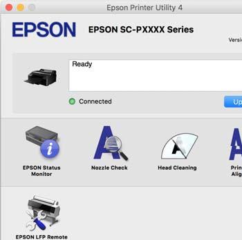 Korzystanie ze sterownika drukarki (system Mac OS X) Korzystanie z programu narzędziowego Epson Printer Utility 4 EPSON Status Monitor Ta funkcja pozwala sprawdzić stan drukarki, na przykład