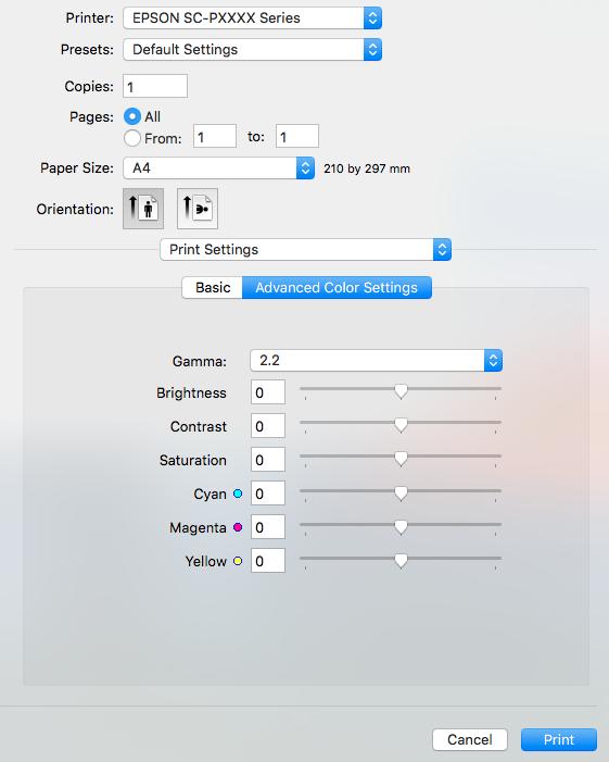 Różne funkcje związane z drukowaniem Uwaga: W przypadku pominięcia kroku 1 w wymienionych poniżej aplikacjach nie będzie dostępna opcja EPSON Color Controls (Ustawienia kolorów EPSON).