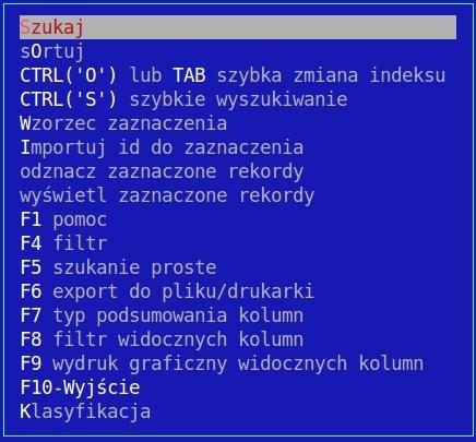 Opis menu: Menu F2 - po wciśnięciu klawisza F2 zostajemy przeniesieni do menu.