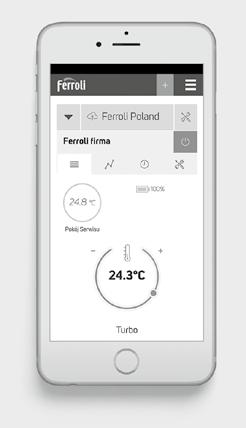 ECOSMART RF pozwala na połączenie z Internetem za pomocą WiFi i umożliwia uzyskiwanie w czasie rzeczywistym informacji o statusie pracy urządzenia grzewczego.