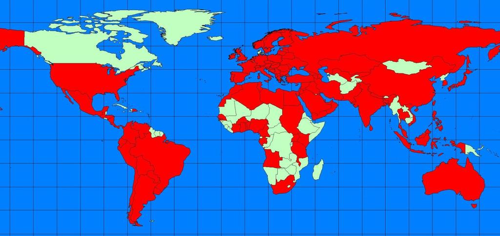 Poniżej zamieszczona została mapka z geograficznymi rynkami sprzedaży Grupy PZ Cormay na czerwono zaznaczony został zasięg terytorialny sprzedaży Grupy. Dostawcy spółki dominującej PZ Cormay S.A.