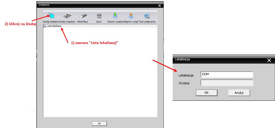 oknie zaznacz [Lista lokalizacji] i kliknij na [Dodaj