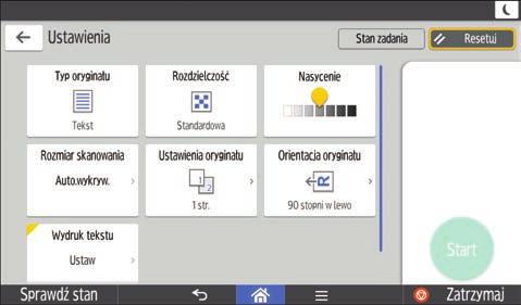 2. Wprowadzenie Ekran [Ustawienia] 1 2 3 4 5 6 7 DUP552 PL No. Funkcja Opis 1 Typ oryginału 2 Rozdzielczość 3 Nasycenie Możesz wybrać typ oryginału odpowiedni dla kopiowanych oryginałów.