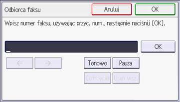 Podstawowa procedura nadawania 7. Naciśnij przycisk [Odbiorca faksu]. 8. Nacisnąć [Usuń wsz.