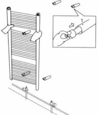 ENGLISH Installation on wooden wall Screw the long screw (F) through the centre of the wall