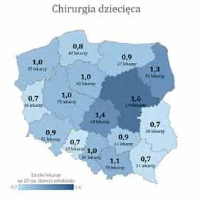 Mapa nr 1 Wskaźnik i liczba wybranych lekarzy specjalistów