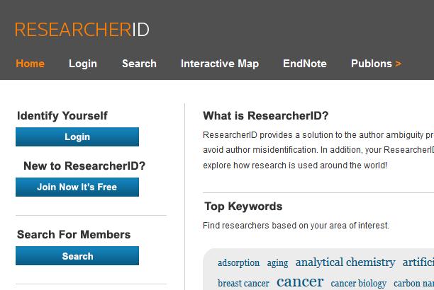 Połączenie ResearcherID w bazie Web of