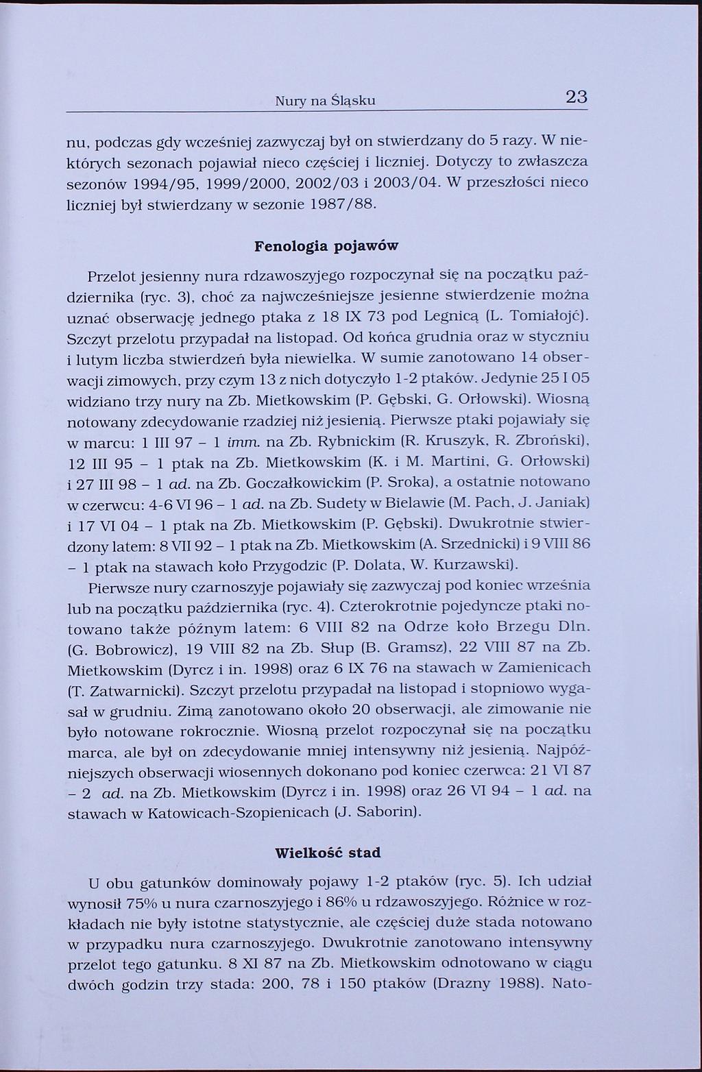 Nury na Śląsku 23 nu, podczas gdy wcześniej zazwyczaj był on stwierdzany do 5 razy. W niektórych sezonach pojawiał nieco częściej i liczniej.