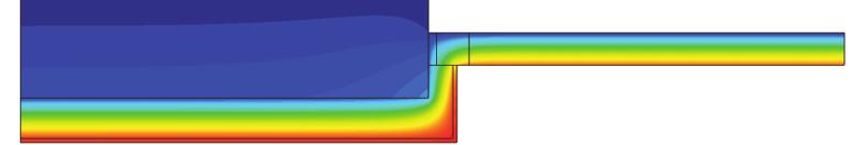 Exemplary graphics of computer simulation results for external wall joint (with inside insulation) with a window in section through the casing without nib (own work)  isotherms (0ºC 20ºC) RYSUNEK 6.