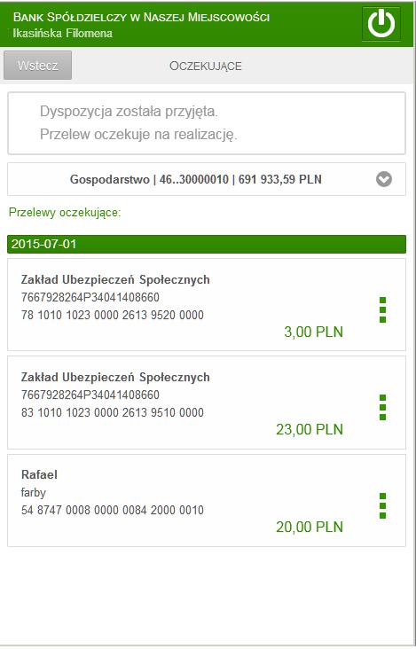 Pozostaje Ci tylko podpisać przelew lub umieścić go w koszyku by podpisać zlecenie grupowe. 7.4.6.