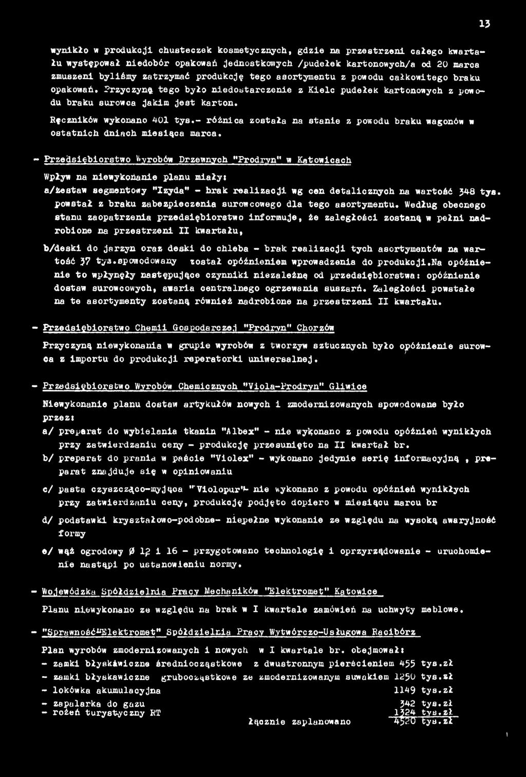 13 wynikło w produkcji chusteczek kosmetycznych, gdzie n przestrzeni cłego kwrtłu występowł niedoór opkowń jednostkowych /pudełek krtonowych/ od 20 mro zmuszeni yliśmy ztrzymć produkcję tego