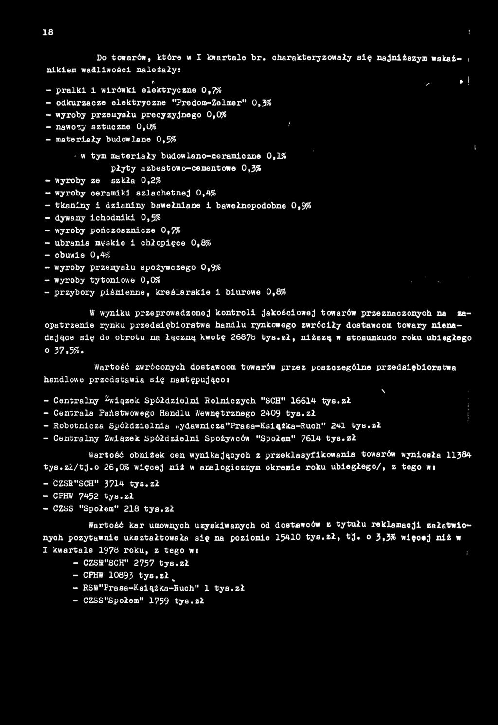 18 i Do towrów, które w I kwrtle r.