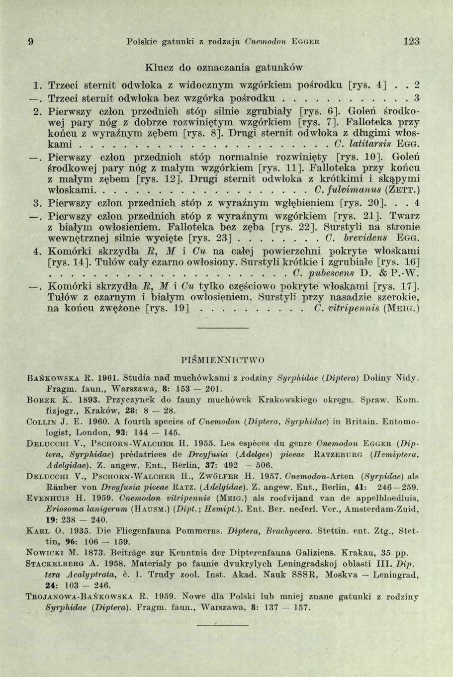 9 Polskie gatunki z rodzaju Cnemodon E g g e r 123 Klucz do oznaczania gatunków 1. Trzeci sternit odwłoka z widocznym wzgórkiem pośrodku [rys. 4].. 2. Trzeci sternit odwłoka bez wzgórka p o śro d k u.