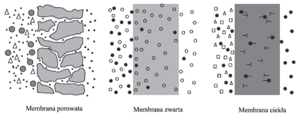 Rysunek 2: Typy membran. Źródło: htp:::www.