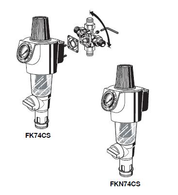 FK7CS / FKN7CS Stacja filtrująco-regulacyjna z płukaniem wstecznym Konstrukcja Stacja FK7CS składa się z: Obudowy z manometrem Wkładu redukcyjnego z osłoną sprężyny Przezroczystej obudowy filtra