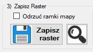 Raster mapy (bez ramki) ma wymiary 6400x4000 pikseli, czyli 8 pikseli na każdy milimetr oryginalnego obrazu mapy. Pobraną mapę można zapisać na dysk przyciskiem Zapisz raster.