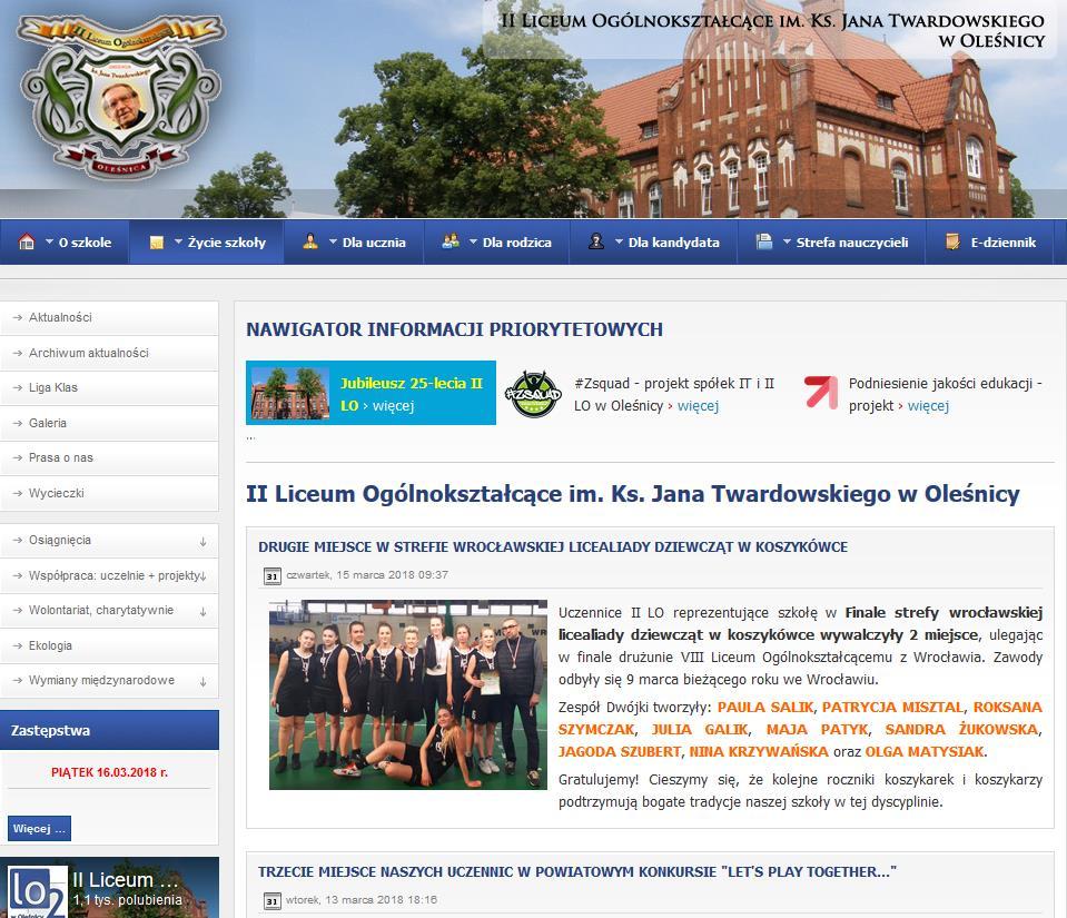 źródła informacji o szkole zakładka życie szkoły zakładka dla