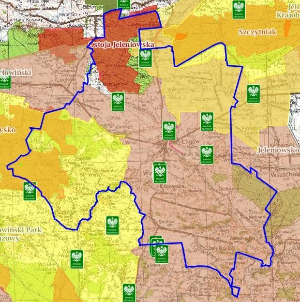 Mapa nr 3 Obszary chronione na terenie Gminy Łagów Źródło: http://geoserwis.gdos.gov.