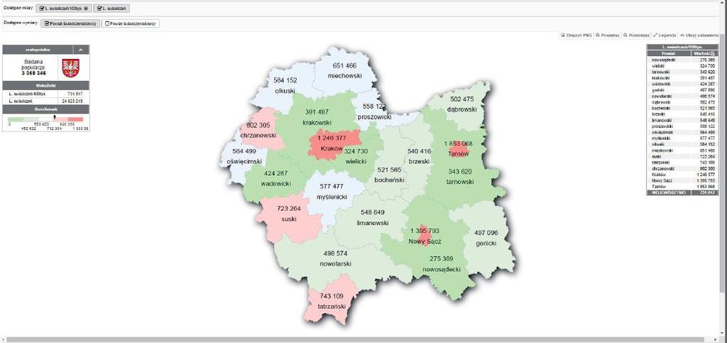 Uwarunkowania techniczne Przykładowa mapa, która jest interaktywna i z której można