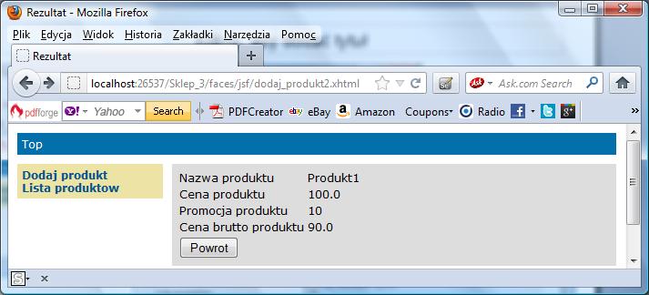 Widok po kliknięciu na Dodaj